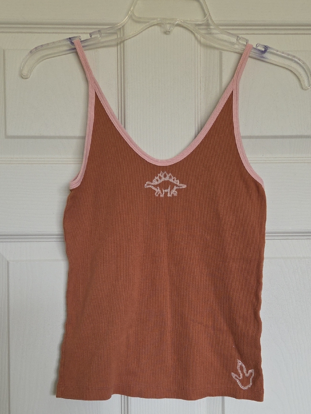 Universal Thread Ribbed Camisole with hand stamped Dinosaur